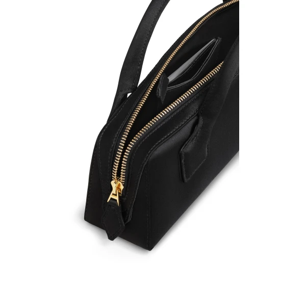 Alaia Le Teckel Clutch in Satin, Black | Clutch Bags | Coveti