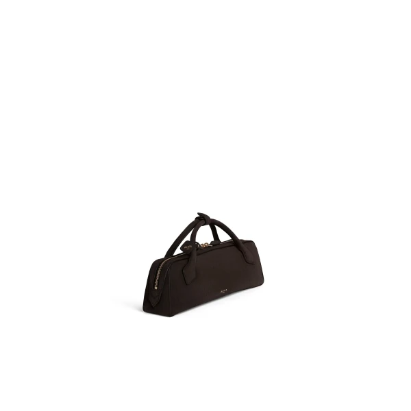 Alaia Le Teckel Clutch in Suede, Dark Brown | Clutch Bags | Coveti