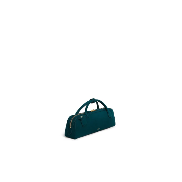 Alaia Le Teckel Clutch in Suede, Peacock Blue | Clutch Bags | Coveti
