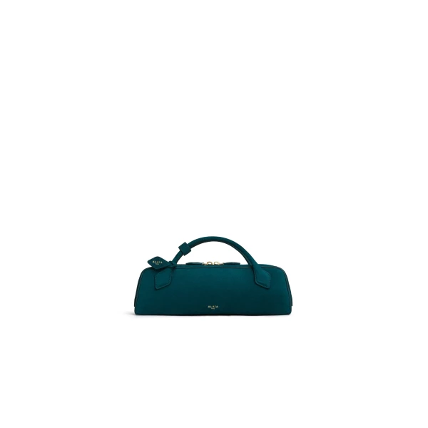 Le Teckel Clutch in Suede, Peacock Blue