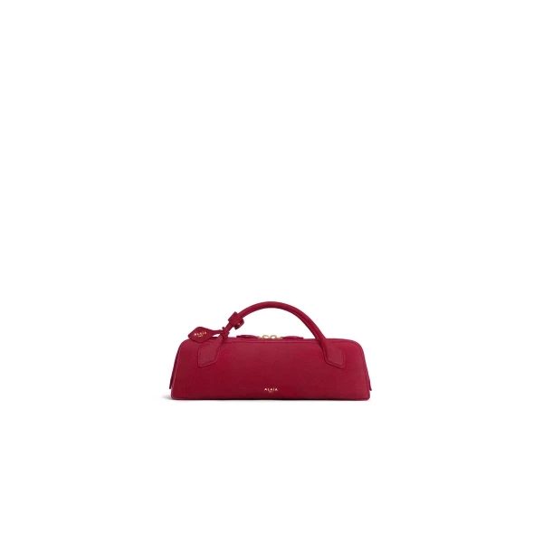 Le Teckel Clutch in Suede, Raspberry