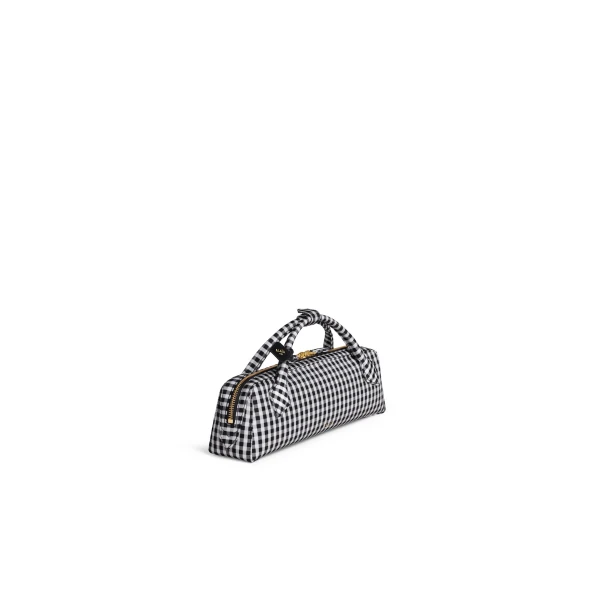 Alaia Le Teckel Clutch in Vichy Print, Black and White | Clutch Bags | Coveti