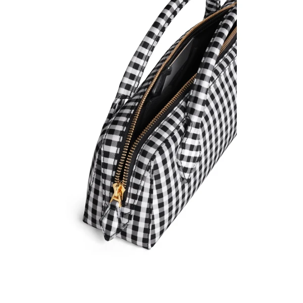 Alaia Le Teckel Clutch in Vichy Print, Black and White | Clutch Bags | Coveti