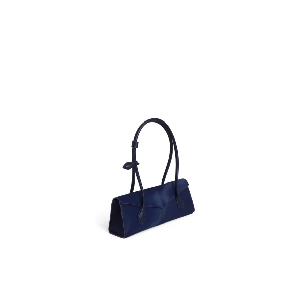 Alaia Le Teckel Flap Medium Bag in Haircalf, Blue | Shoulder & Crossbody Bags | Coveti