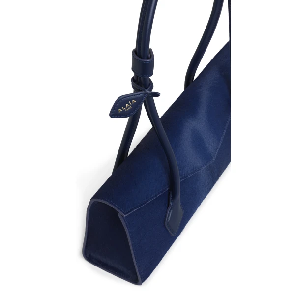 Alaia Le Teckel Flap Medium Bag in Haircalf, Blue | Shoulder & Crossbody Bags | Coveti