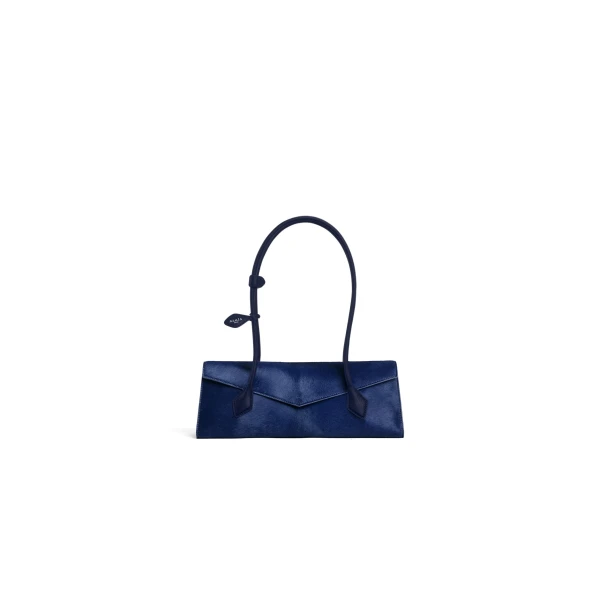 Alaia Le Teckel Flap Medium Bag in Haircalf, Blue | Shoulder & Crossbody Bags | Coveti