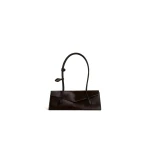 Alaia Le Teckel Flap Medium Bag in Haircalf, Chocolate | Shoulder & Crossbody Bags | Coveti