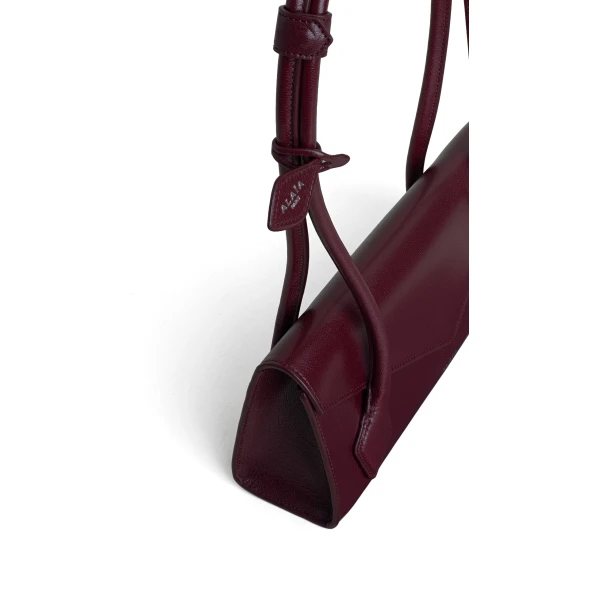 Alaia Le Teckel Flap Small Bag in Shiny Goatskin, Garnet Red | Shoulder & Crossbody Bags | Coveti