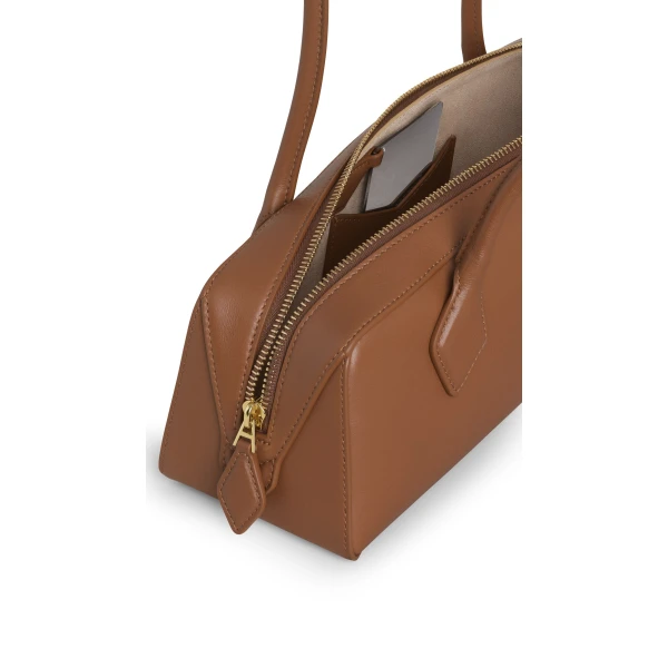 Alaia Le Teckel Medium Bag in Calfskin, Amber | Shoulder & Crossbody Bags | Coveti
