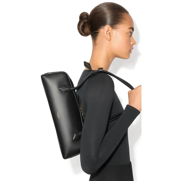 Alaia Le Teckel Medium Bag in Calfskin, Black | Shoulder & Crossbody Bags | Coveti