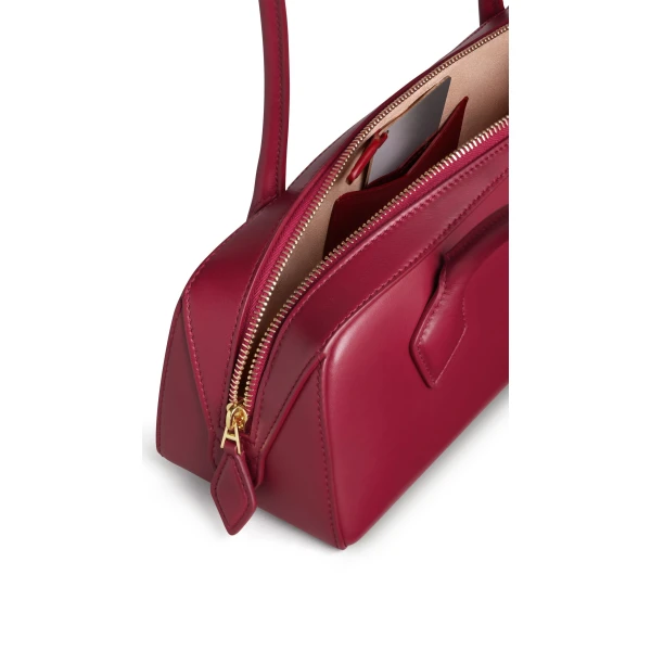 Alaia Le Teckel Medium Bag in Calfskin, Carmine | Shoulder & Crossbody Bags | Coveti