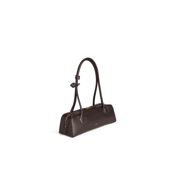 Alaia Le Teckel Medium Bag in Calfskin, Dark Brown | Shoulder & Crossbody Bags | Coveti