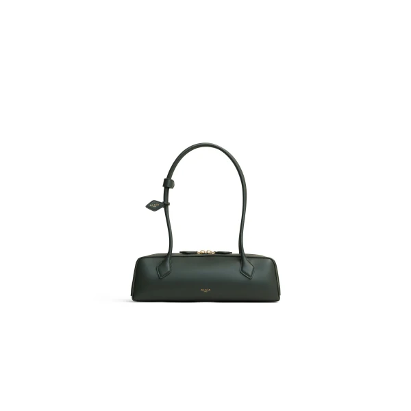 Alaia Le Teckel Medium Bag in Calfskin, Lichen | Shoulder & Crossbody Bags | Coveti