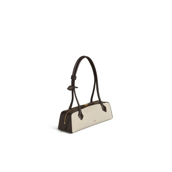 Alaia Le Teckel Medium Bag in Canvas, Natural | Shoulder & Crossbody Bags | Coveti