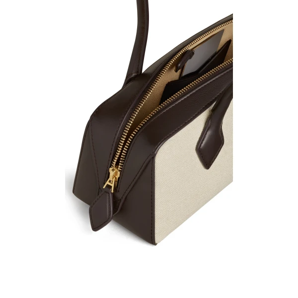 Alaia Le Teckel Medium Bag in Canvas, Natural | Shoulder & Crossbody Bags | Coveti