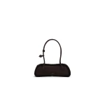 Alaia Le Teckel Medium Bag in Merino Shearling, Chestnut | Shoulder & Crossbody Bags | Coveti