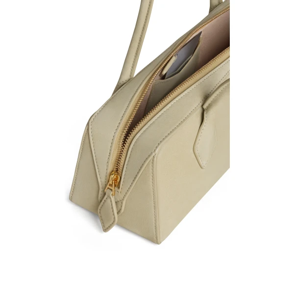 Alaia Le Teckel Medium Bag in Nubuck, Almond Green | Shoulder & Crossbody Bags | Coveti