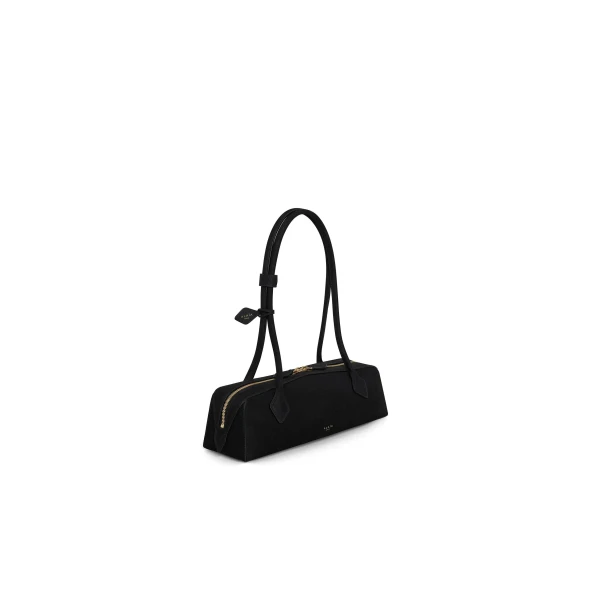 Alaia Le Teckel Medium Bag in Nubuck, Black and Gold | Shoulder & Crossbody Bags | Coveti