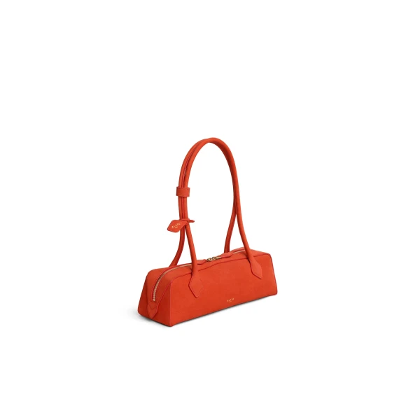 Alaia Le Teckel Medium Bag in Nubuck, Burnt Orange | Shoulder & Crossbody Bags | Coveti