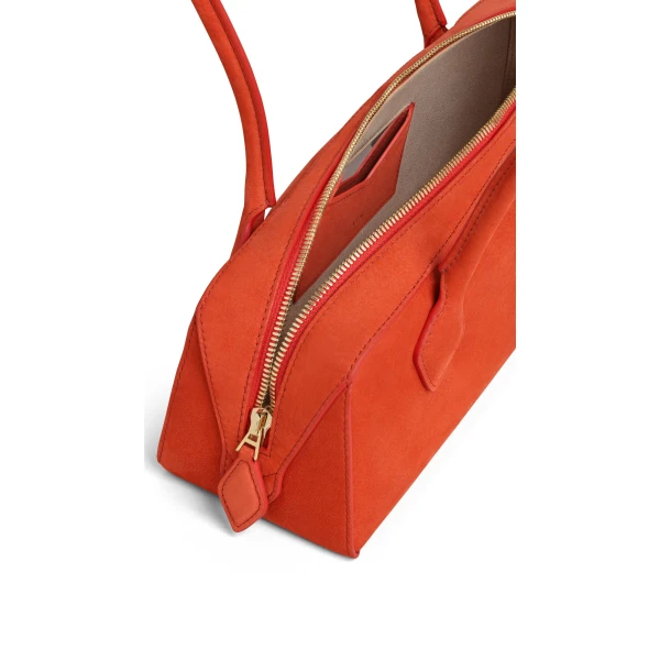 Alaia Le Teckel Medium Bag in Nubuck, Burnt Orange | Shoulder & Crossbody Bags | Coveti