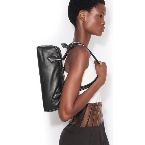 Alaia Le Teckel Medium Bag in Padded Leather, Black | Shoulder & Crossbody Bags | Coveti