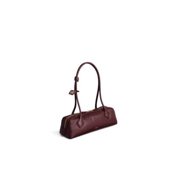 Alaia Le Teckel Medium Bag in Padded Leather, Garnet Red | Shoulder & Crossbody Bags | Coveti