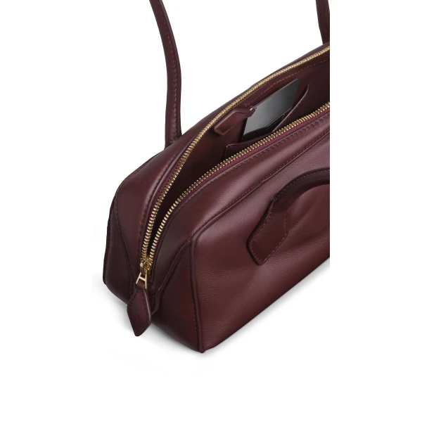 Alaia Le Teckel Medium Bag in Padded Leather, Garnet Red | Shoulder & Crossbody Bags | Coveti