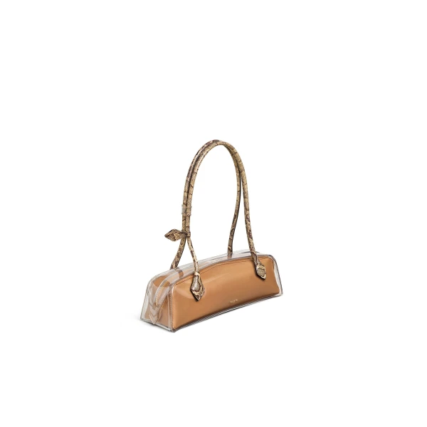 Alaia Le Teckel Medium Bag in Polyurethane and Ayers Leather, Honey | Shoulder & Crossbody Bags | Coveti