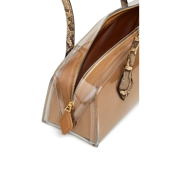 Alaia Le Teckel Medium Bag in Polyurethane and Ayers Leather, Honey | Shoulder & Crossbody Bags | Coveti