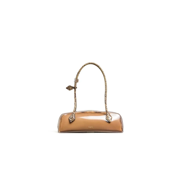 Le Teckel Medium Bag in Polyurethane and Ayers Leather, Honey