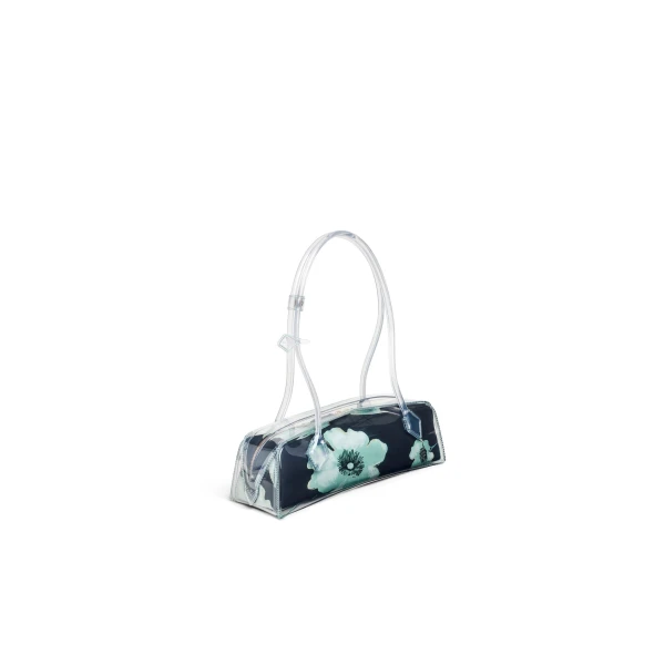 Alaia Le Teckel Medium Bag in Polyurethane and Flower Print, Black and Green | Shoulder & Crossbody Bags | Coveti