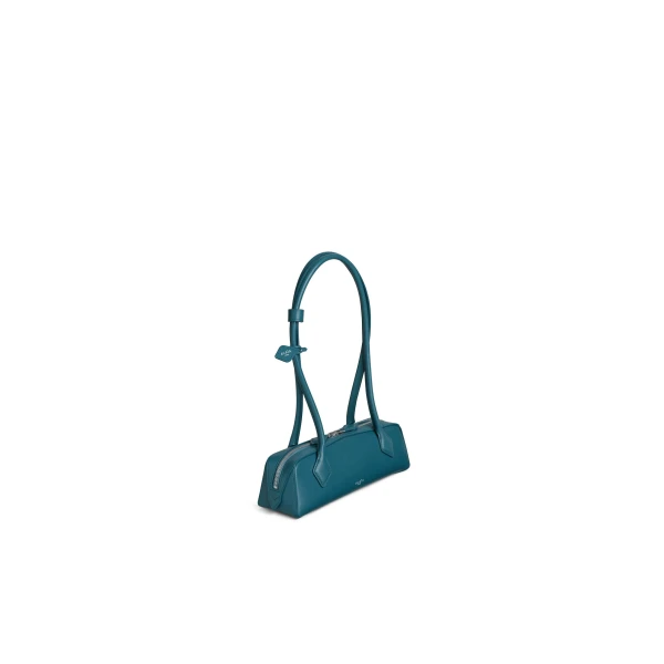 Alaia Le Teckel Small Bag in Leather, Green Grey | Shoulder & Crossbody Bags | Coveti