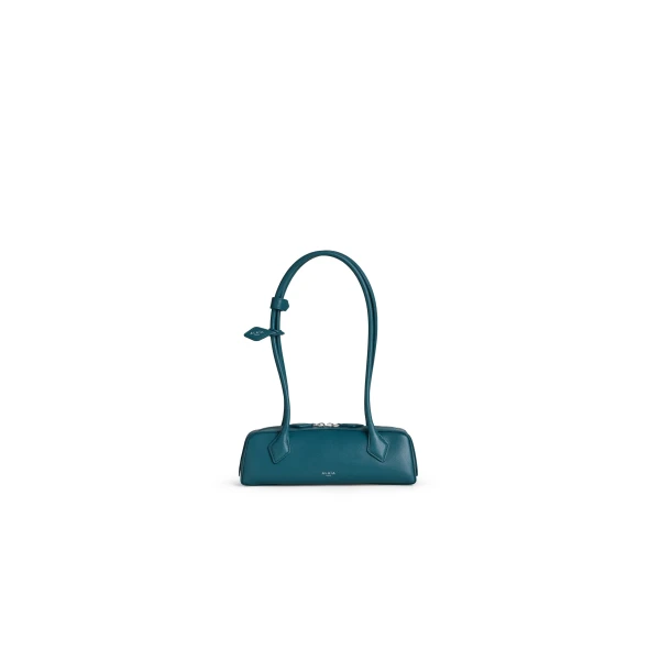Le Teckel Small Bag in Leather, Green Grey