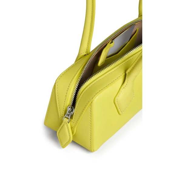 Alaia Le Teckel Small Bag in Leather, Lemon Yellow | Shoulder & Crossbody Bags | Coveti