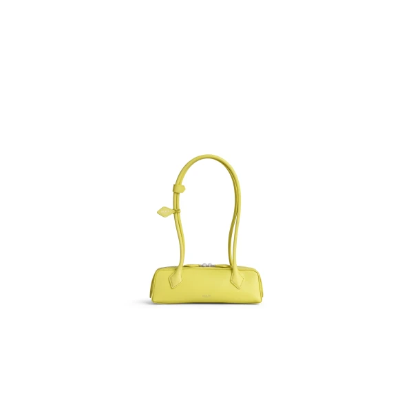 Alaia Le Teckel Small Bag in Leather, Lemon Yellow | Shoulder & Crossbody Bags | Coveti