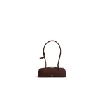 Alaia Le Teckel Small Bag in Nubuck, Brown and Gold | Shoulder & Crossbody Bags | Coveti