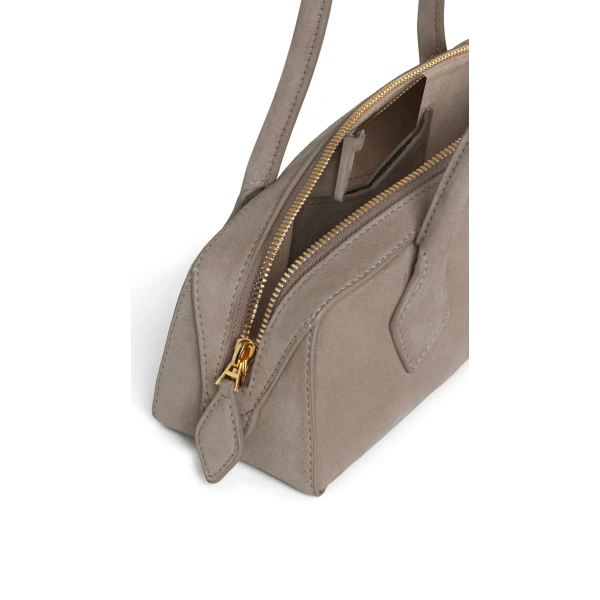 Alaia Le Teckel Small Bag in Nubuck, Mist | Shoulder & Crossbody Bags | Coveti