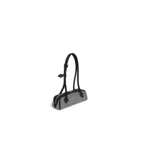 Alaia Le Teckel Small Bag in Suede & Studs, Black | Shoulder & Crossbody Bags | Coveti