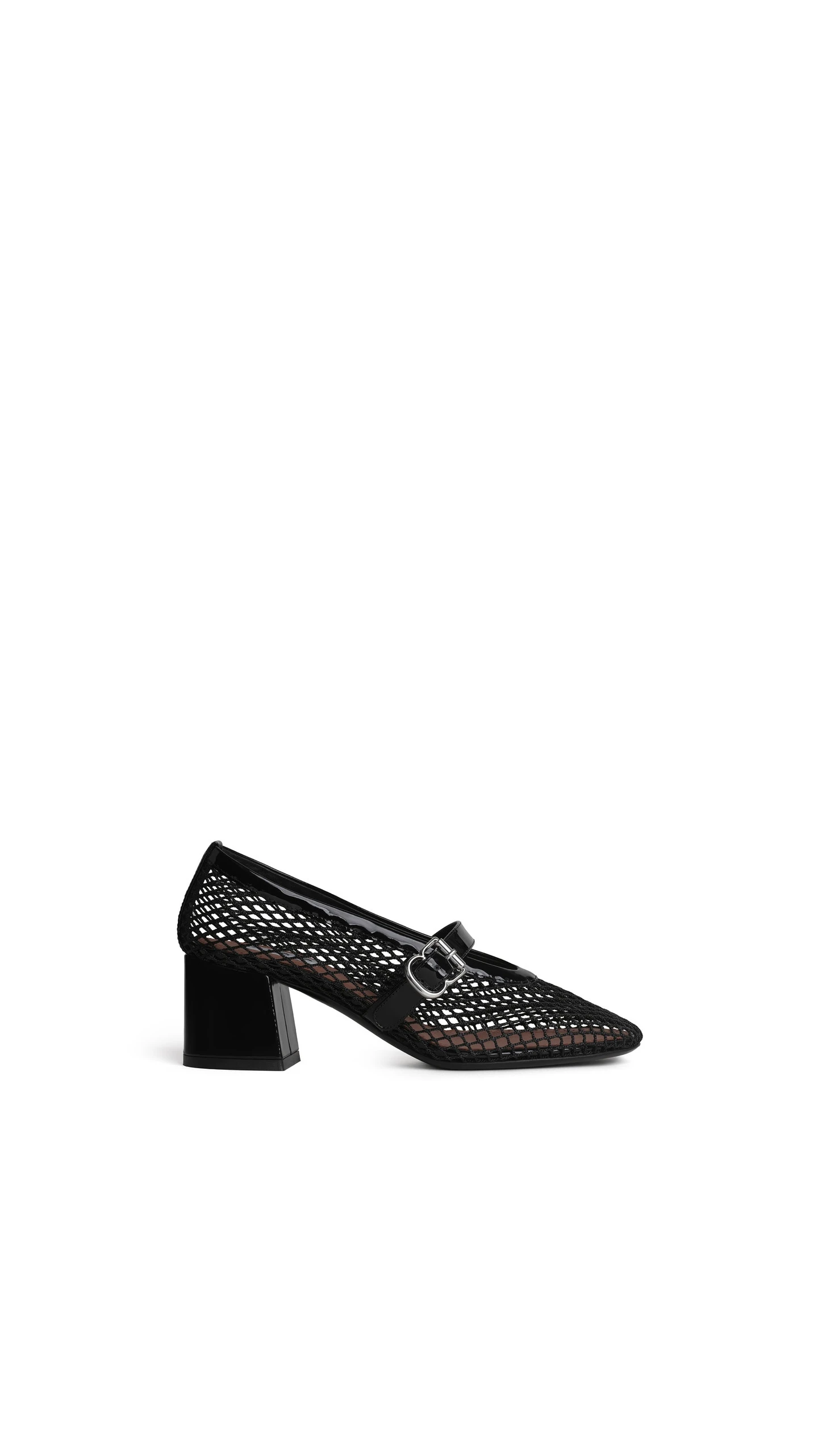 Alaia Mary Janes 55 in Fishnet, Black Alaia Mary Janes 55 in Fishnet, Black | Heels | Coveti