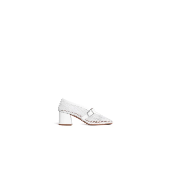 Alaia Mary Janes 55 in Fishnet, Optical White | Heels | Coveti