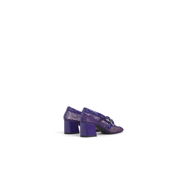 Alaia Mary Janes in Fishnet and Patent Leather, Iris | Heels | Coveti