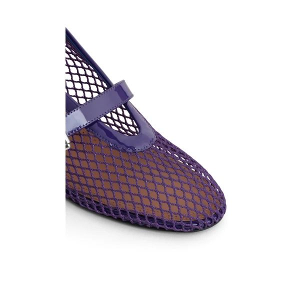 Alaia Mary Janes in Fishnet and Patent Leather, Iris | Heels | Coveti