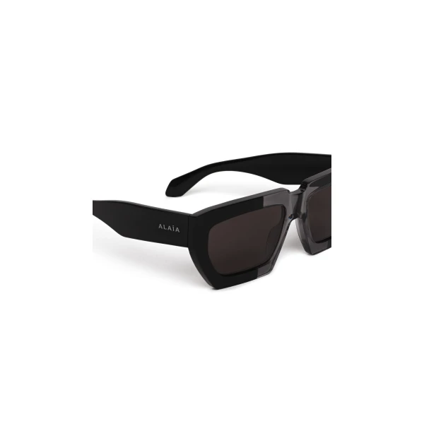 Alaia Melted Rectangular Sunglasses in Black and Grey | Sunglasses | Coveti