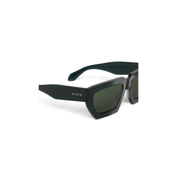 Alaia Melted Rectangular Sunglasses in Green | Sunglasses | Coveti
