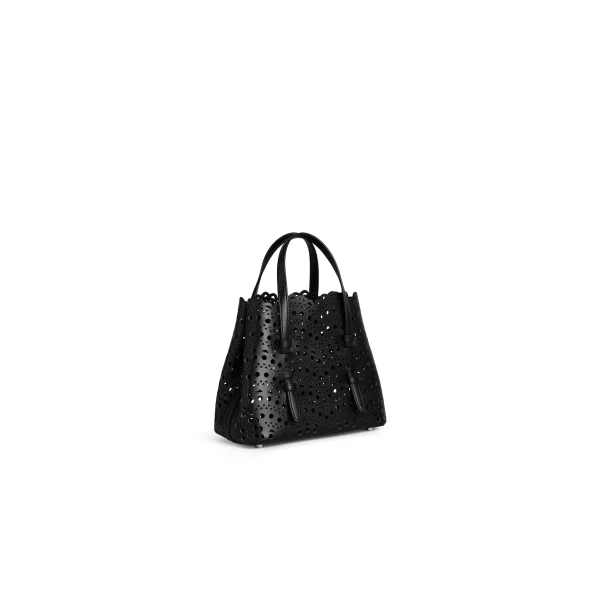 Alaia Mina 20 Bag in Perforated Vienne Calfskin, Black | Mini Bags | Coveti
