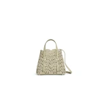 Alaia Mina 20 Bag in Perforated Vienne Nubuck, Almond Green | Mini Bags | Coveti