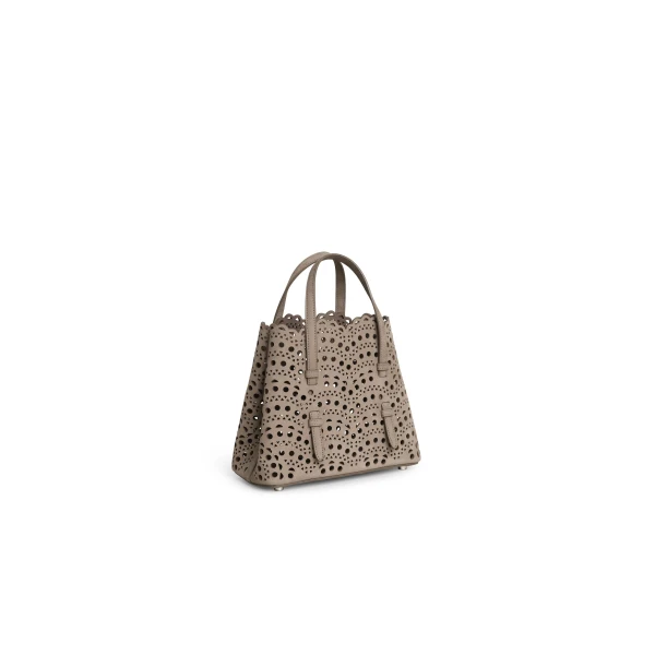 Alaia Mina 20 Bag in Perforated Vienne Nubuck, Mist | Mini Bags | Coveti