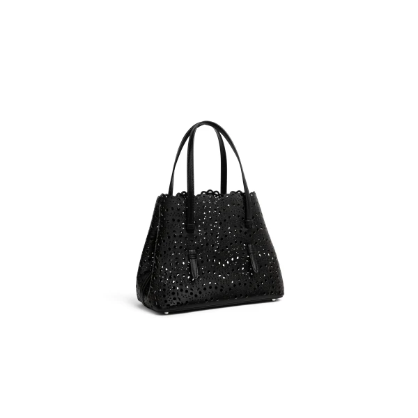 Alaia Mina 25 Bag in Perforated Vienne Calfskin, Black | Shoulder & Crossbody Bags | Coveti