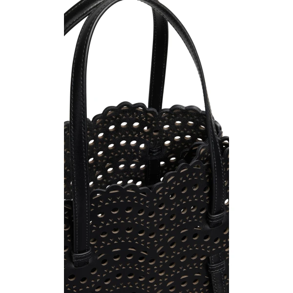 Alaia Mina 25 Bag in Perforated Vienne Calfskin, Black | Shoulder & Crossbody Bags | Coveti