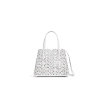 Alaia Mina 25 Bag in Perforated Vienne Calfskin, Off-white | Shoulder & Crossbody Bags | Coveti